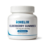 Elderberry Gummies 100 mg per serving, 60 gummies, white wide-mouth jar with navy HELIX label on a white background