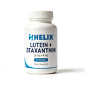 Lutein + Zeaxanthin 20 mg + 4 mg, 60 softgels, white supplement bottle with navy HELIX label on a white background