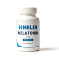 Melatonin 3 mg, 120 tablets, white supplement bottle with navy HELIX label on a white background