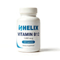 Vitamin B12 1,000 mcg, 120 capsules, white supplement bottle with navy HELIX label on a white background