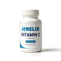 Vitamin C 1,000 mg, 120 tablets, white supplement bottle with navy HELIX label on a white background