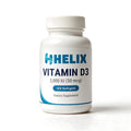 Vitamin D3 2,000 IU (50 mcg), 120 softgels, white supplement bottle with navy HELIX label on a white background